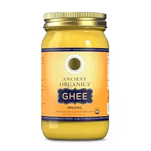 Ancient Organics Ghee, Organic Grass Fed Ghee Butter  Gluten Free Ghee, Clarified Butter, Vitamins & Omegas, Lactose Reduced, 100% Certified Organic, Kosher, USDA Certified  16 Fl Oz (Pack of 1)