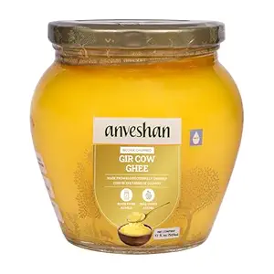 Anveshan A2 Gir Cow Desi Ghee 500ML | Grass-Fed | Pasture-Raised | Traditional Curd-Churned Bilona Method | Ethically Sourced | Farm Fresh | Ayurveda Superfood | Rich Aroma | High Smoke Point
