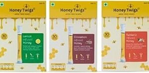 Honey Twigs Natural Honey, Lemon, Cinnamon, Turmeric, 90 Sachets (720g) | Healthy & Spice Infused Honey - Immunity Boosting | 100% Natural & Pure | Traceable Source | Zero Additives | Zero Added Sugar