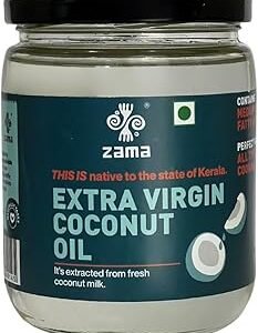 Zama Organics Extra Virgin Coconut Oil 400 ml | Edible Oil | Cold Pressed from Coconut Milk | Good for Hair & Skin | Daily Cooking Oil | Naturally Cholestrol Free | Chemical Free Oil