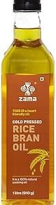 Zama Organics Rice Bran Oil 1L | Cold Pressed Cooking oil suitable for Stir & Deep Frying | Improves Heart Health, Reduces Cholesterol, has Low Calorie | Natural & Farm Fresh containing Oryzanol