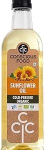 Conscious Food Cold Pressed Sunflower Oil | 1 litre | Certified Organic | PET Bottle | Cooking Oil | High in Antioxidants, Delicious & Healthy
