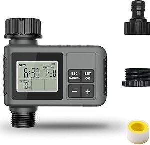 HASTHIP® Automatic Water Timer for Garden Faucet Programable LCD Auto Watering System with Manual Control Automatic Watering System Smart LCD Irrigation Timer for Garden, Lawn