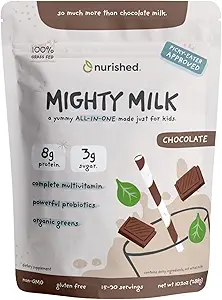 Mighty Chocolate Milk - Kids Daily Protein Powder Boosted with 2 Billion Probiotics and Organic Spinach Leaves - Natural Flavors Colors and Sweeteners - 15-30 Servings