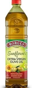 Borges Super blend of Extra virgin Olive oil & Sunflower oil ? 1 ltr | Ideal for Deep frying, Shallow Frying, all types of cuisines