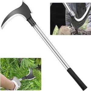 HASTHIP® Carbon Steel Axe Tool - Axe for Wood Cutting - Gardening Sickle Axe Tool for Cutting Grass - 52 CM Weed Remover Tool with Handle - 2 In 1 Grass Removing Tool for Chopping, Harvesting, Pruning