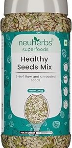 Neuherbs Healthy seeds mix for weight management, Pumpkin, Sunflower, Watermelon, Flax & Chia Seeds | Improved digestion, Muscle building, healthy heart with Omega-3 & protein support- 200 g Trail mix seeds