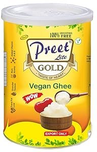 New Preet Lite Gold Vegan ghee clarified butter ghee (32 ounce) cholestrol free | rich aroma | low trans fat | Fresh Ghee | Premium | Immunity Booster | Pure | Natural | Healthy | Keto Friendly | Classy Tin Jar
