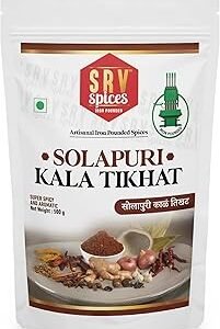 SRV SPICES Solapuri Kala Tikhat Masala | Authentic Spicy & Smoky Indian Masala | Rich, Aromatic Flavor for Traditional Dishes | Iron Pounded for Intense Taste | Low Temperature Grinding (LTG) to Preserve Natural Oils | 500g Pack