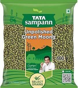Tata Sampann Unpolished Green Moong Dal (Whole), 500g