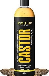 UrbanBotanics® Cold Pressed Castor Oil for Hair Growth, Skin Care, Moisturising Dry Skin, Nails, Eyelash - Virgin Grade - 200ml