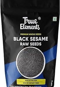 True Elements Raw Black Sesame Seeds 400gm - Black Til Seeds for Eating | Natural Black Gingelly Oil Seeds | Indian Spices for Everyday Essentials | Versatile ingridient | Antioxidant rich