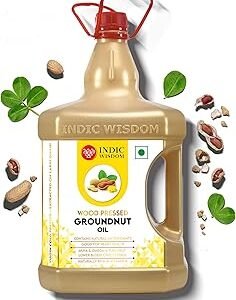 IndicWisdom Wood Pressed Groundnut Oil 5 Liter (Cold Pressed Groundnut Oil - Extracted on Wooden Churner)
